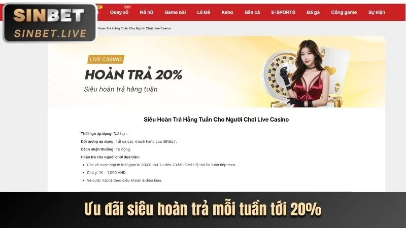 Chương trình hoàn trả thể thao hàng tuần